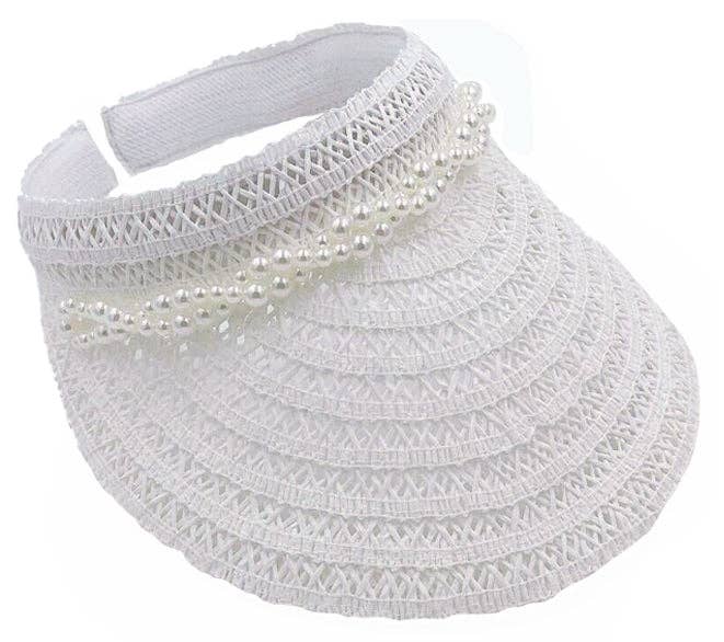 Do Everything In Love® – wholesale Visor – Women's – Straw Sun Visor With Pearl1