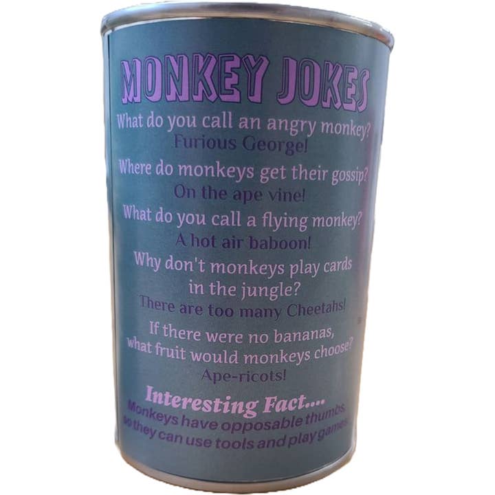 Canned Gifts - Wholesale Stuffed/Plush Toy - Kids & Baby - Moxie the Canned Monkey - Stuffed Animal Plush w/Funny Jokes