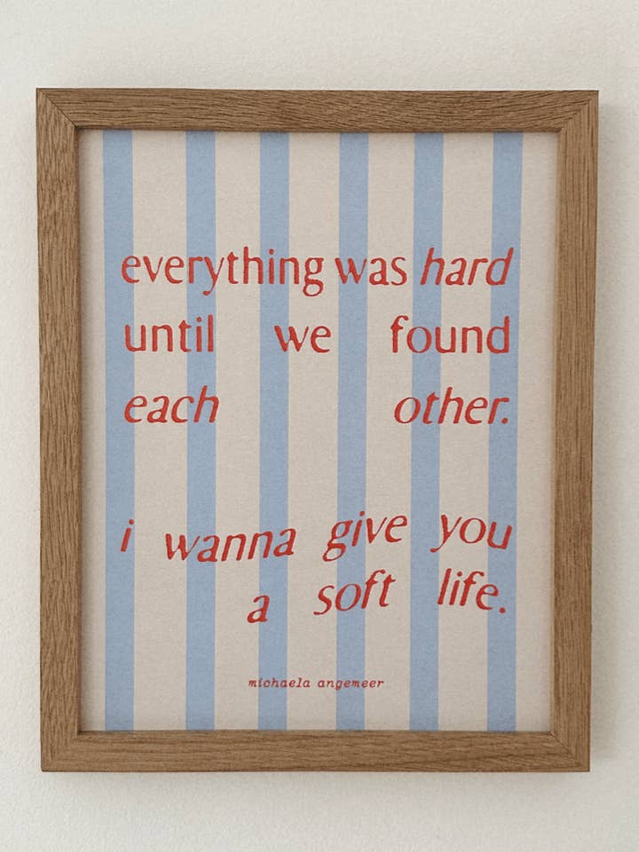 Soft Life Poetry Print for wholesale by Pitter Patter