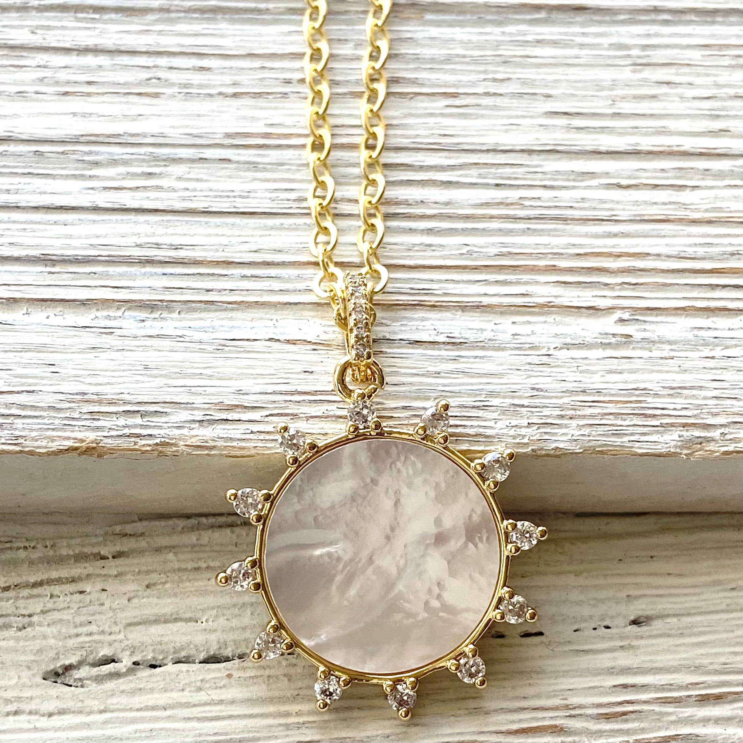 VB&CO Designs Handmade Jewelry - Wholesale Pendant/Charm Necklace - Sun sunburst pearl crystal necklace boutique salon 3