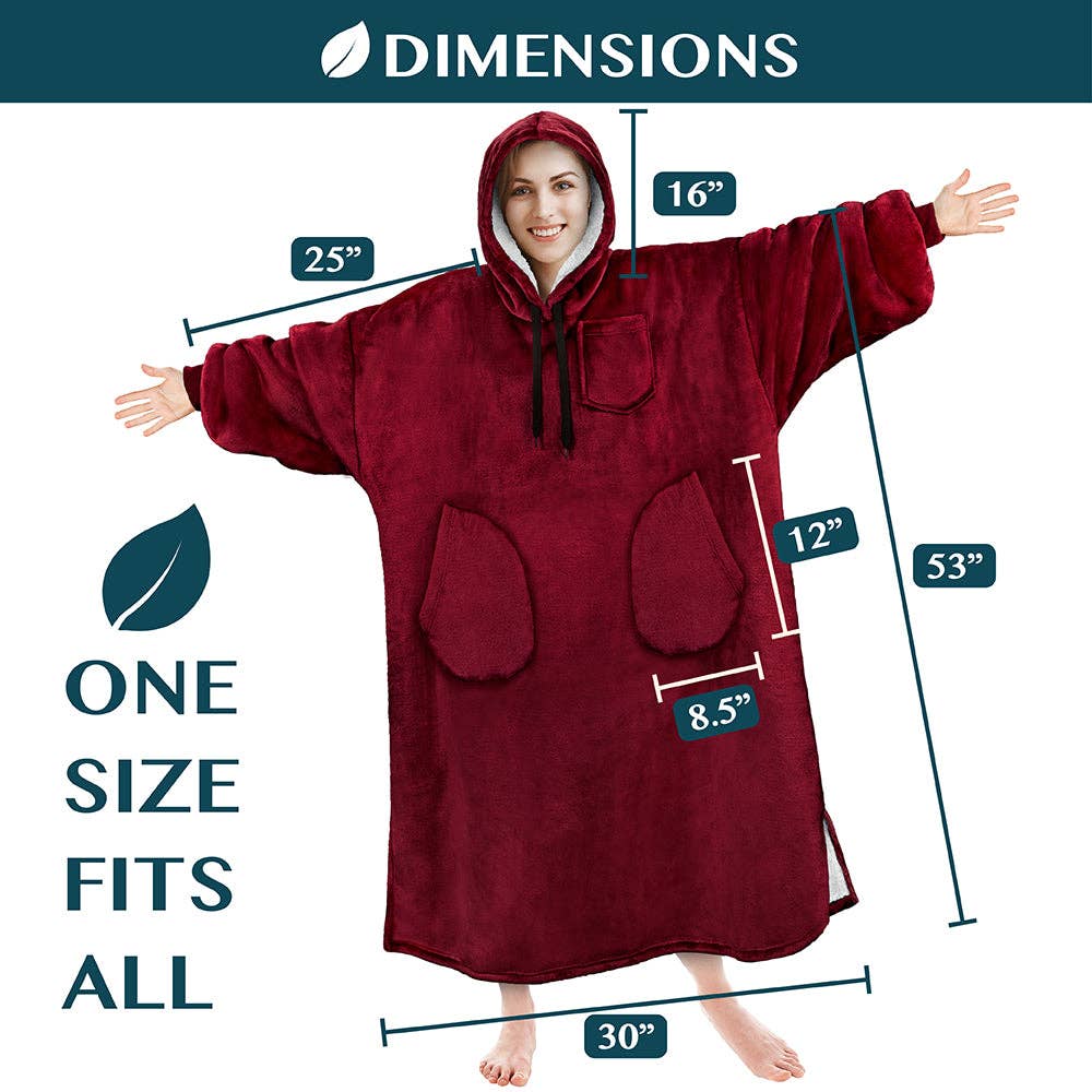 Pavilia - Wholesale Hoodie - Women's - Chest Pocket Sherpa Hoodie Blanket - Patch Pocket (Regular / Long)169