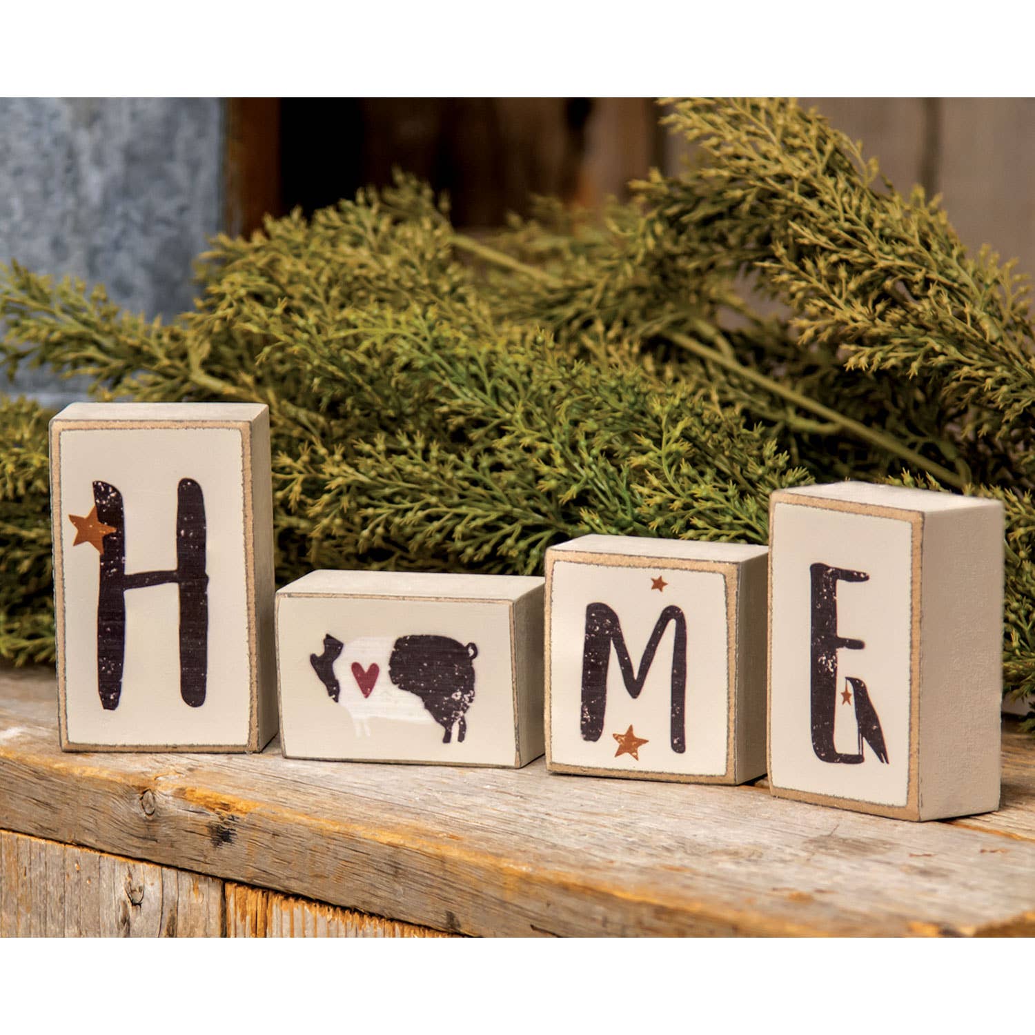 The Hearthside Collection - Wholesale Sign - 4/Set, Primitive "Home" Letter Blocks1