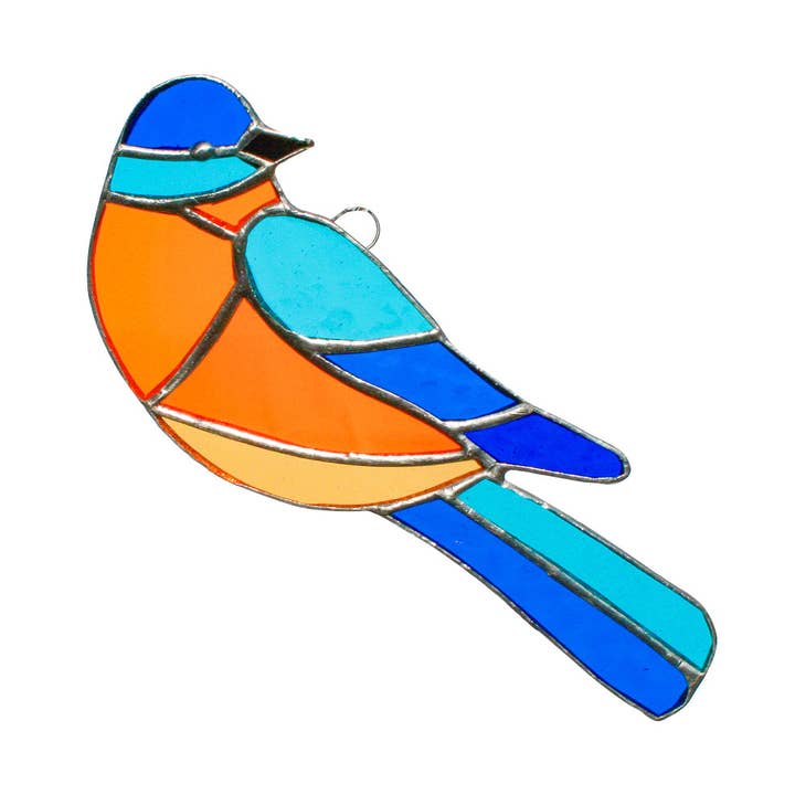 Bluebird Stained Glass Suncatcher 6" × 5" – Nature Decor for wholesale by DGE Distribution