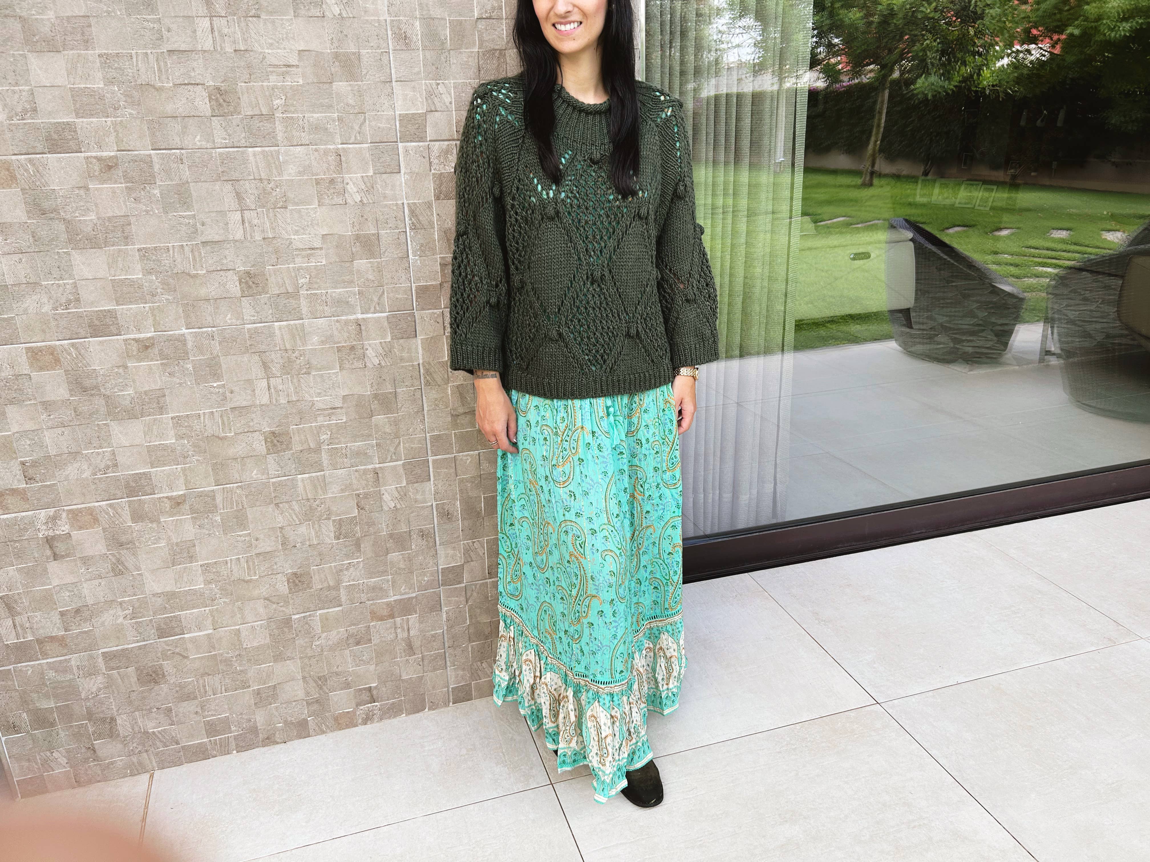 Lula Natura - Vente Robe – femme - Robe verte Selene à manches courtes et boutonnière7