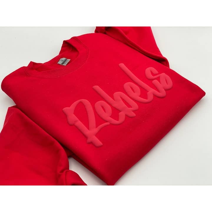 A Blessed Texas Mess Boutique - Wholesale Graphic Sweatshirt - Unisex - Custom School Mascot Sweatshirt Embossed Team Mascot Puff