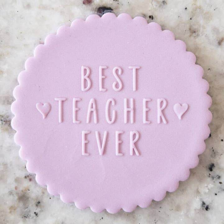 Best Teacher Ever Heartts POPup Embosser Cookie Biscuit Stamp for wholesale by Cut Bake Stamp