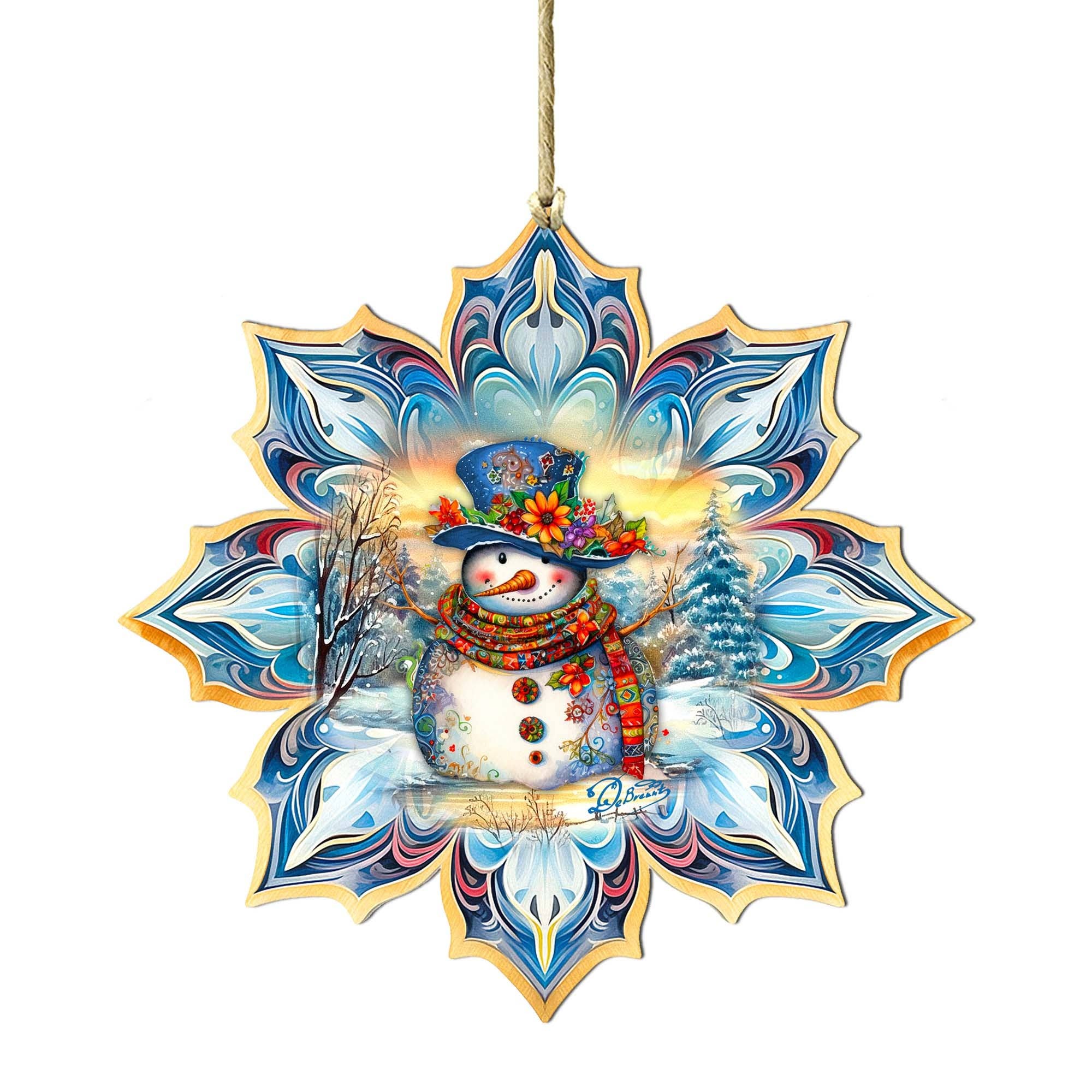 Designocracy - Vendita all'ingrosso Decorazione - Pupazzo di neve blu, fiocco di neve, ornamenti in legno, Gdebrekht, Natale7