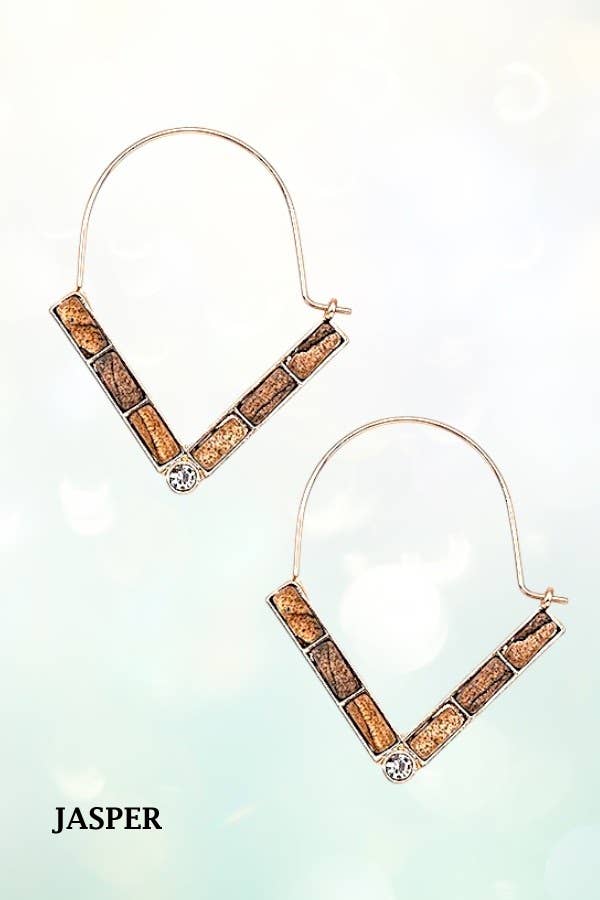 Andrea Bijoux - Wholesale Hoop Earrings - SEMI PRECIOUS V DROP WIRE HOOP EARRING6