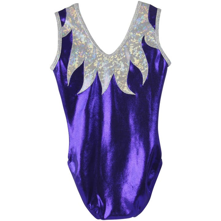 Girl's Gymnastics Leotard - Purple Flame for wholesale by Obersee