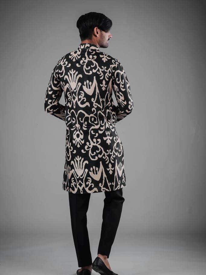 Elina Fashion - Wholesale Top & Pant Set (NOT Loungewear) - Men's - Men's Black Color Indian Traditional Wear Tunic Cotton Kurta Pajama Set