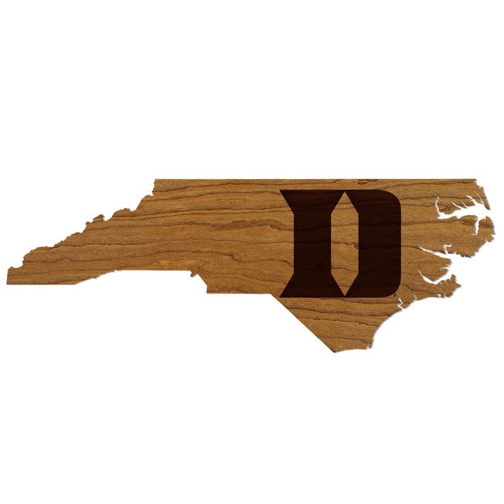 Duke University Fer D sur Suspension Murale d'État - Fabriqué en Bois de Cerisier et d'Érable - Duke Blue Devils pour la vente par LazerEdge