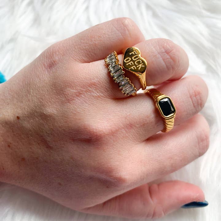 DRIP JEWELRY - Wholesale Cocktail/Statement Ring - F Off ring 2.0 (size 6-8)6