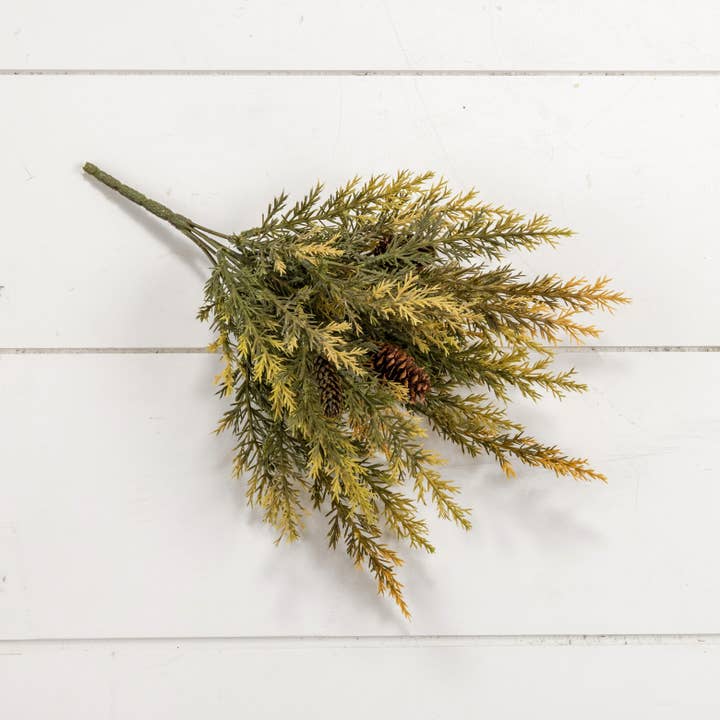 Ragon House – Engroshandel Kunstig plante – 14" OLIVEN & HVEDE PIGGET FYRREBUSK MED KOGLER