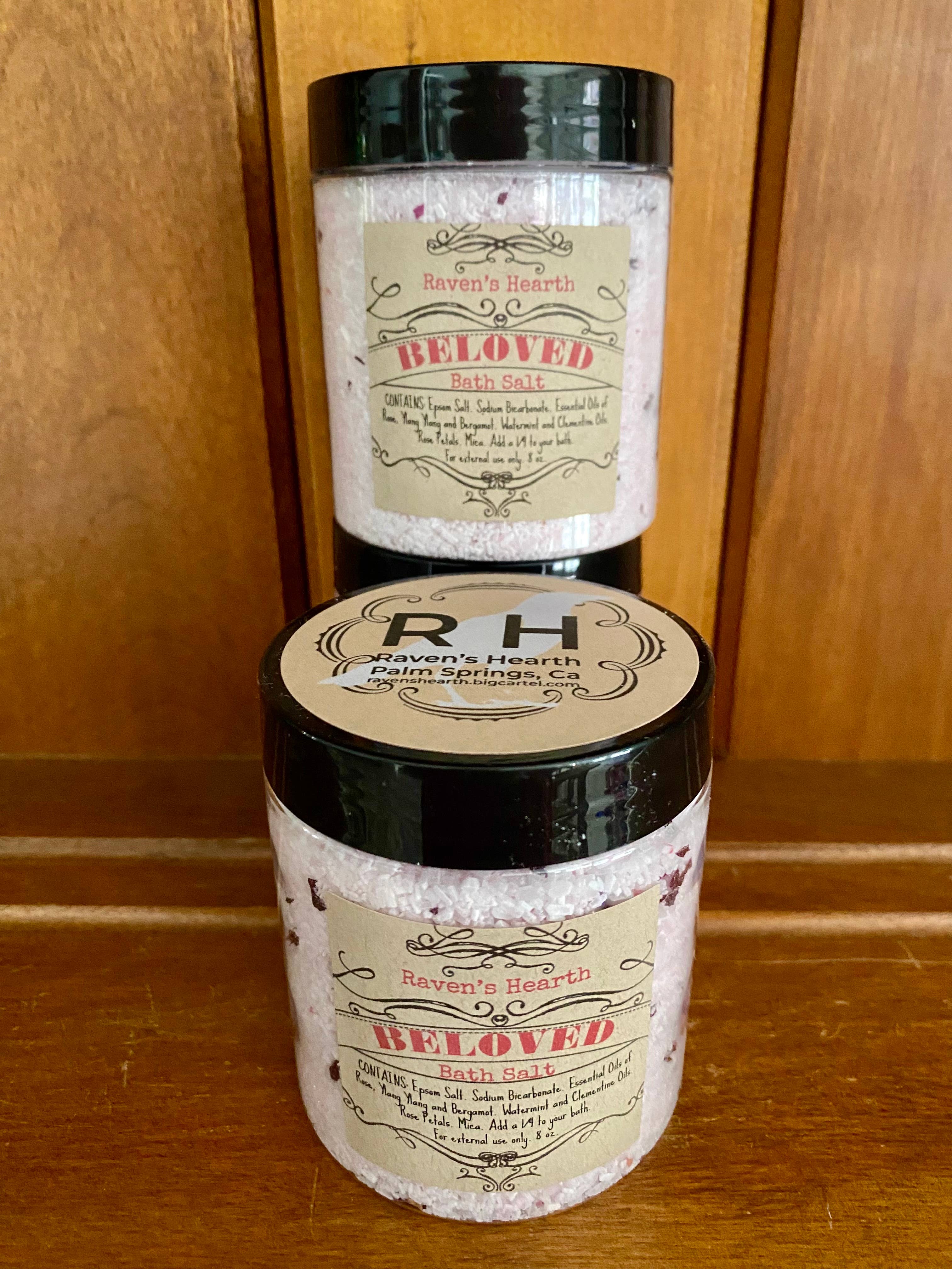 Raven’s Hearth - Venta al por mayor Sales de baño - Sales de baño Beloved | Perfumado a rosa y menta acuática | Hecho a mano4