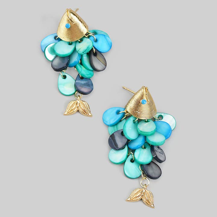 PEARLY CLUSTER FISH DROP EARRINGS for wholesale by Girly