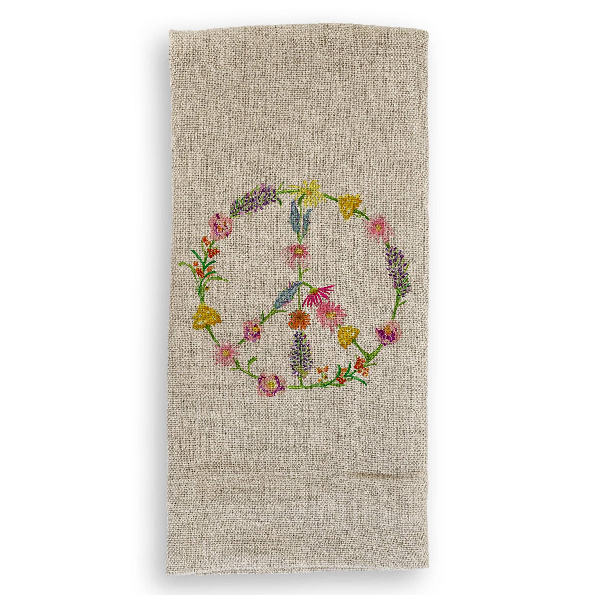French Graffiti - Wholesale Tea Towel - Floral Peace Sign1