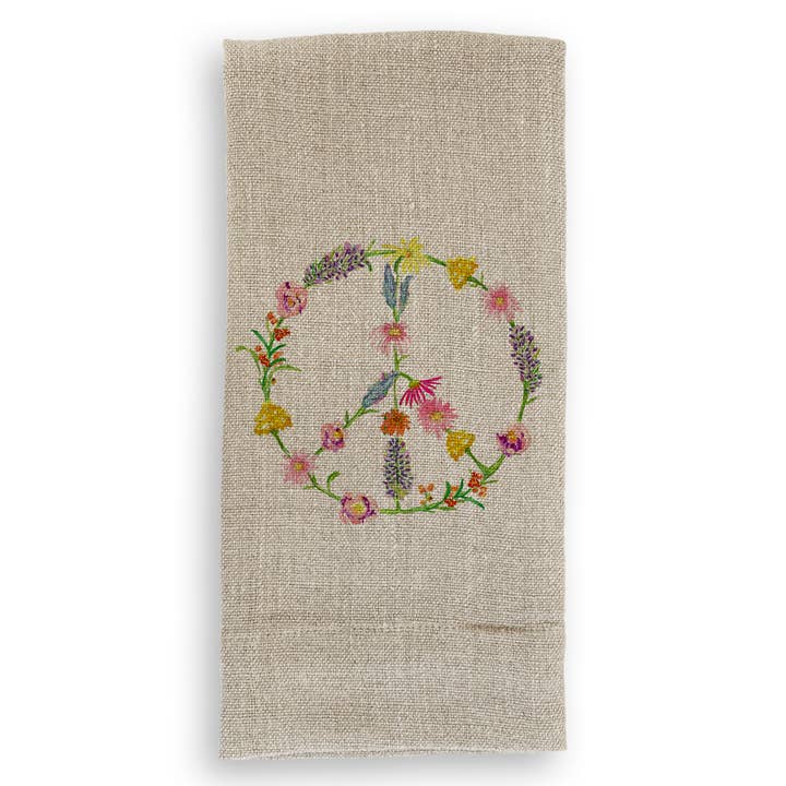 French Graffiti - Wholesale Tea Towel - Floral Peace Sign1
