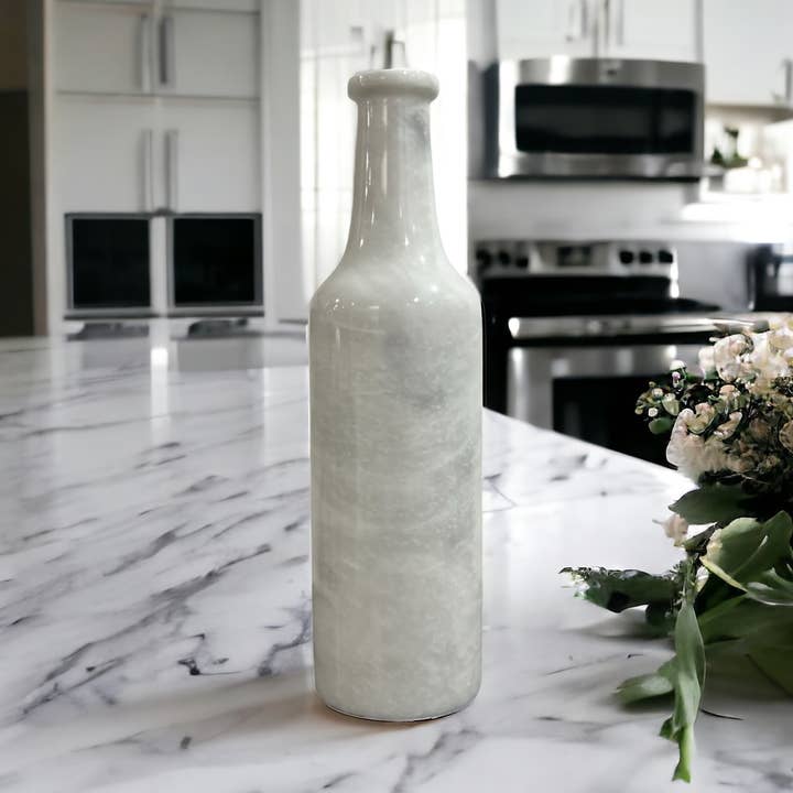 Dekorative Flasche aus weißem Marmor, 35 cm für den Großhandel von Heaven Spring Ltd