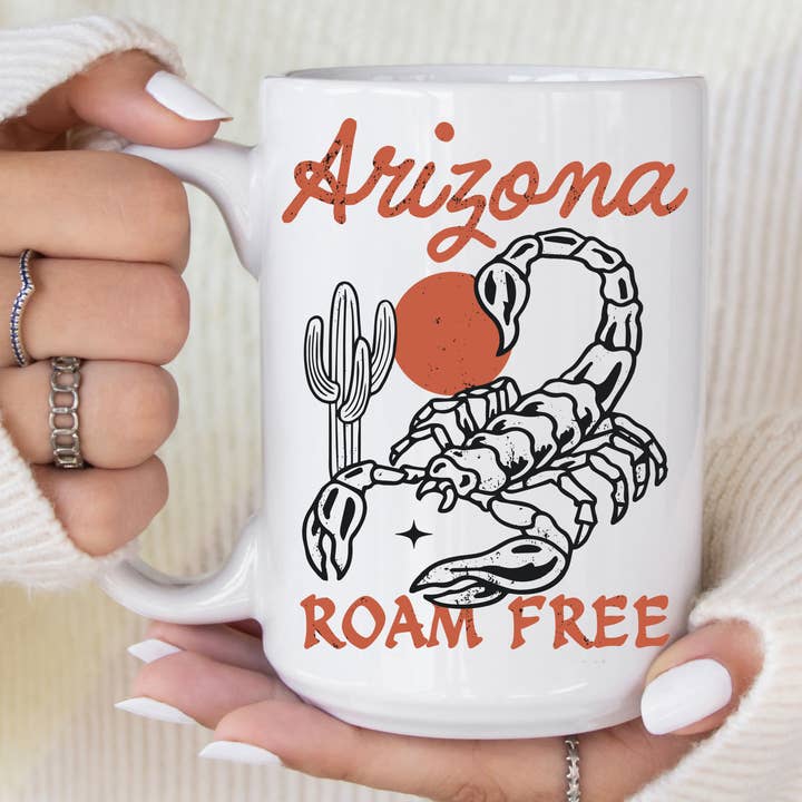 Arizona Roam Free Scorpion Cactus 15 oz Mug for wholesale by Love You a Latte Shop