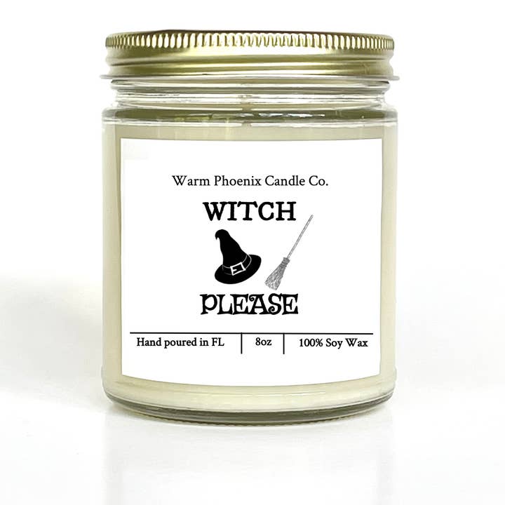 Witch Please Halloween Fall Candle,Custom Company Name Label for wholesale by Warm Phoenix Candle Co.
