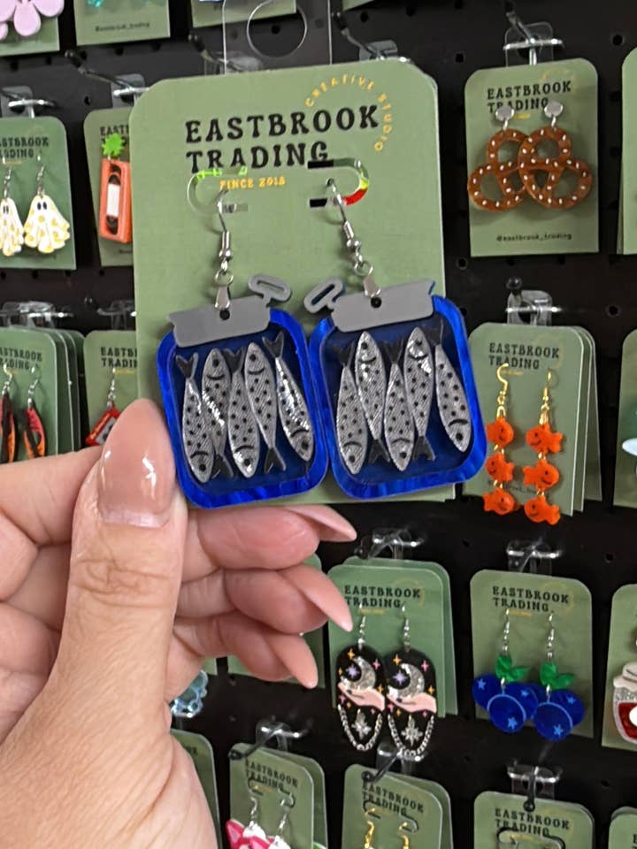 Sardine earrings for wholesale by Eastbrook Trading