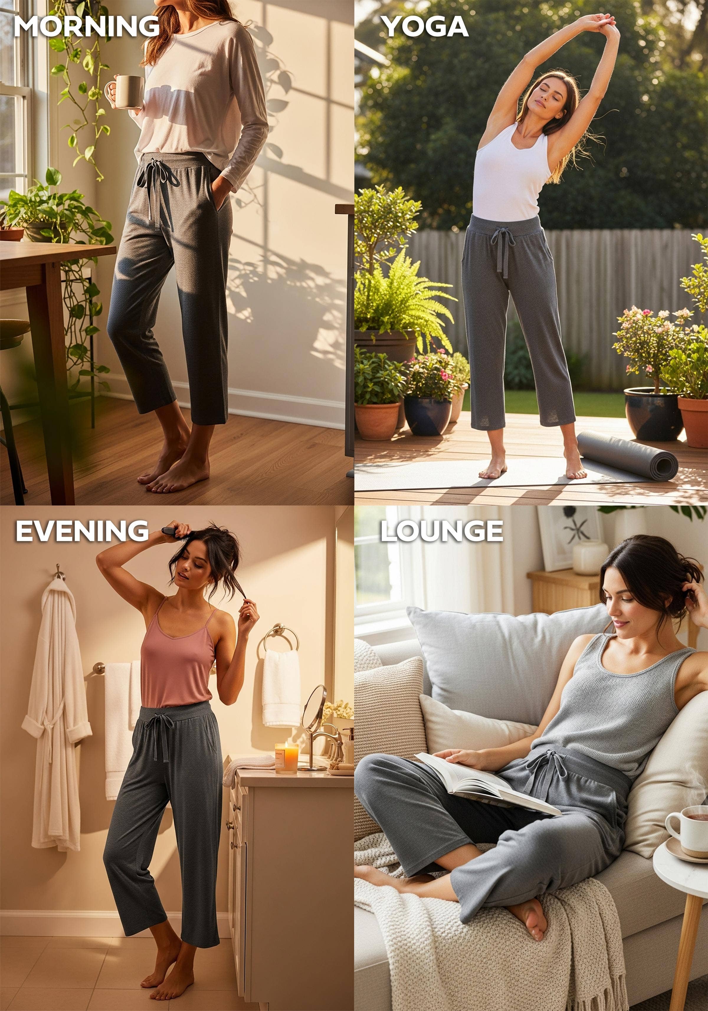 I-Wear Brands - Wholesale Lounge joggingbroek/joggingbroek - Dames - 3-pack dames sweatcapri's met tunnelkoord van French Terry5