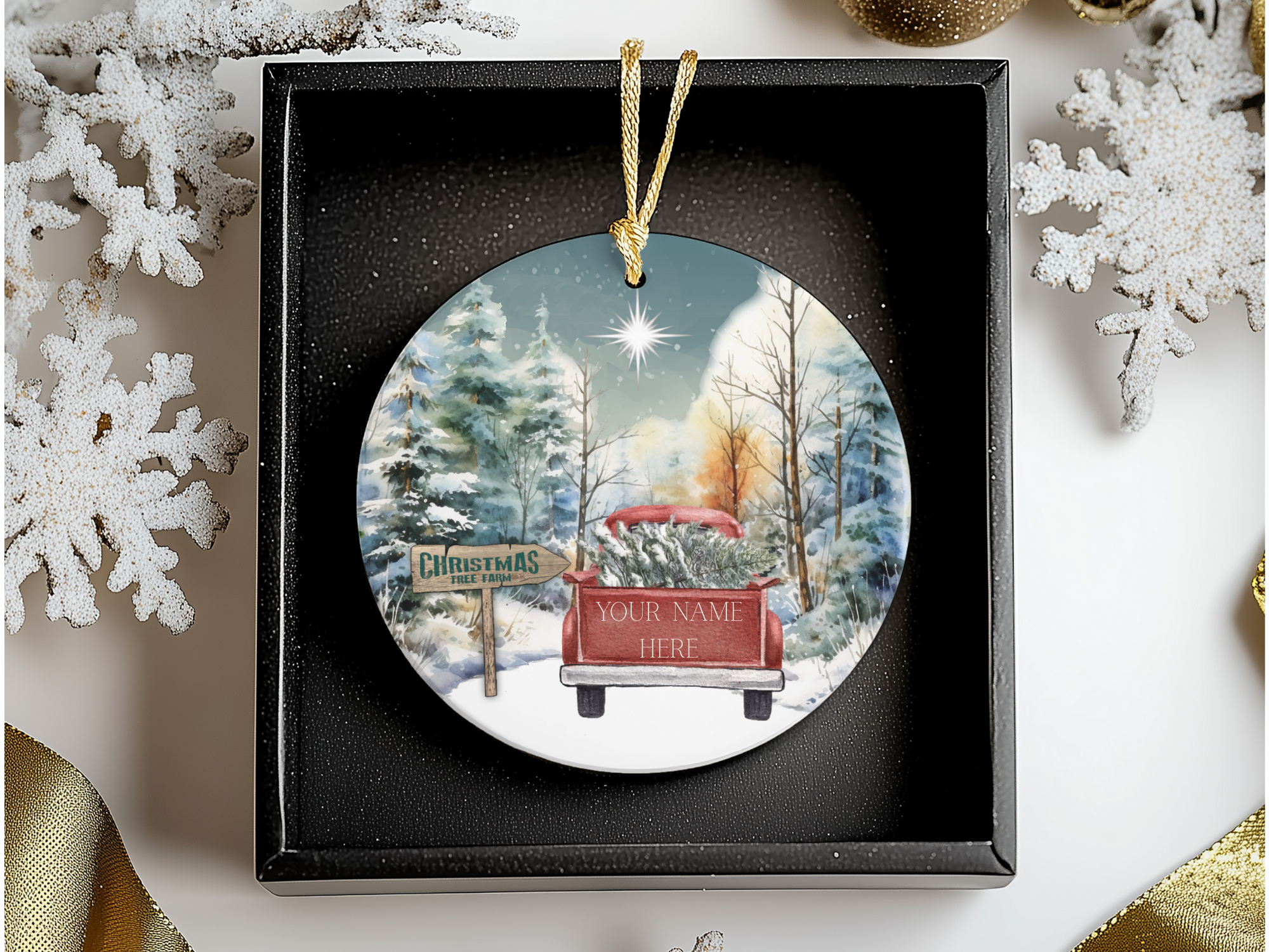 Fernville Creations - Wholesale Ornament - Personalizable Ceramic Red Truck Christmas Ornament10