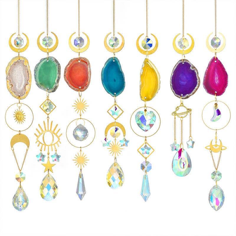 Dipped Shop - Wholesale Suncatcher - Colorful Agate Sun Moon Crystal Suncatcher DP25D6878