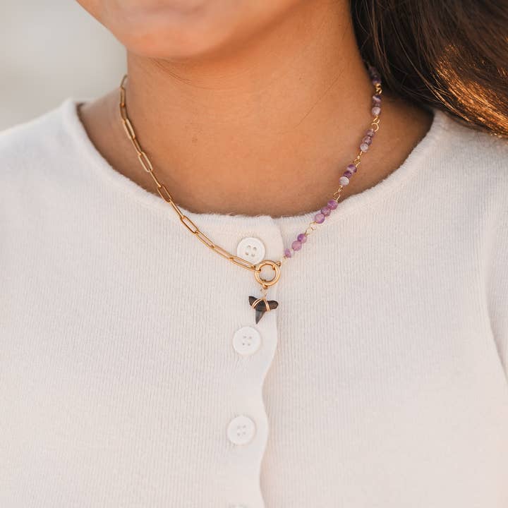 Always Augustine - Wholesale Pendant/Charm Necklace - Renee | Waterproof Beaded Shark Tooth Split Chain Necklace1