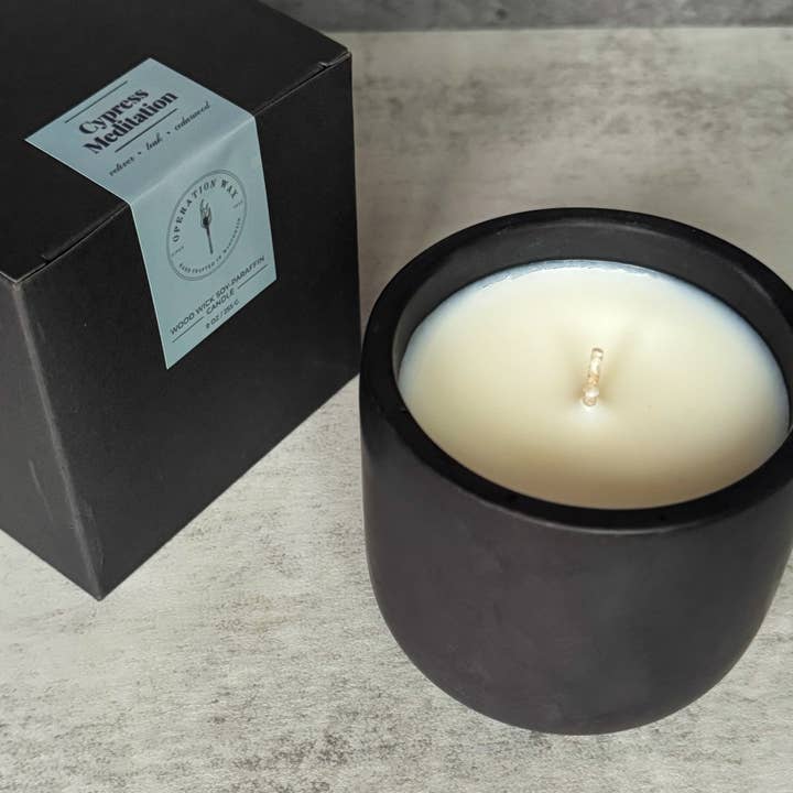 Cypress Meditation Scented Candle - Cement Jar, 9 oz for wholesale by Operation Wax