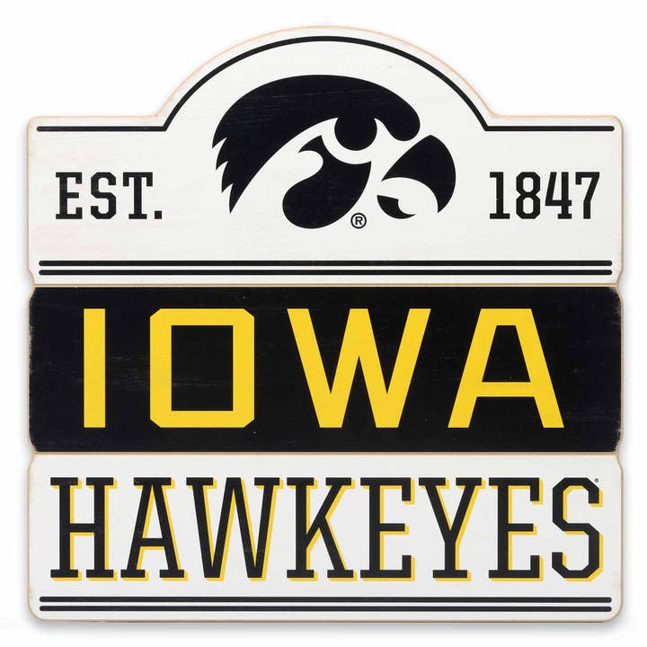 The University of Iowa Bump Planked Wood Wall Decor for wholesale by Open Road Brands, LLC