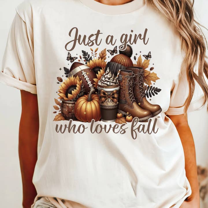 Just a Girl Who Loves Fall Sunflower Tee for wholesale by Kiki's Boutique
