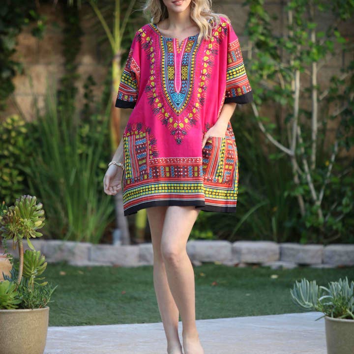 Ananda's Fashion - Wholesale Blouse - Women's - African Print Dashiki Short Caftan Beach Cover up2