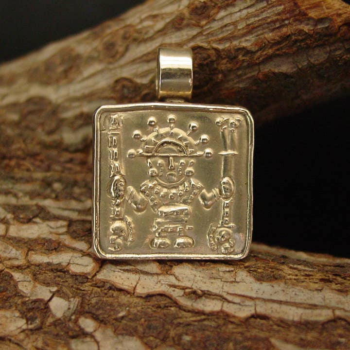 Vis a Vis Jewelry - Vente Breloques/médailles personnalisées - Pendentif Viracocha - Dieu créateur inca - Sculpté à la main5