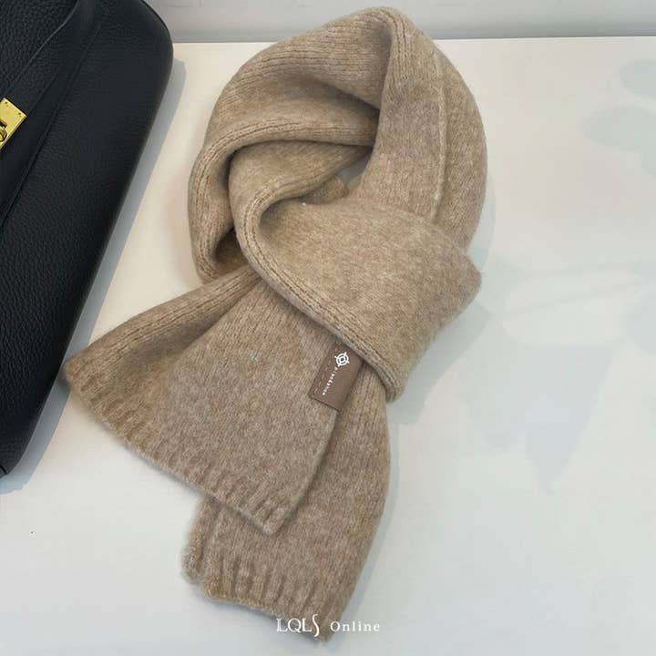 ACCITY - Wholesale Scarf - Women's - Cozy Beige Wool Blend Knit Scarf Thick Warm Unisex_CWASC15031
