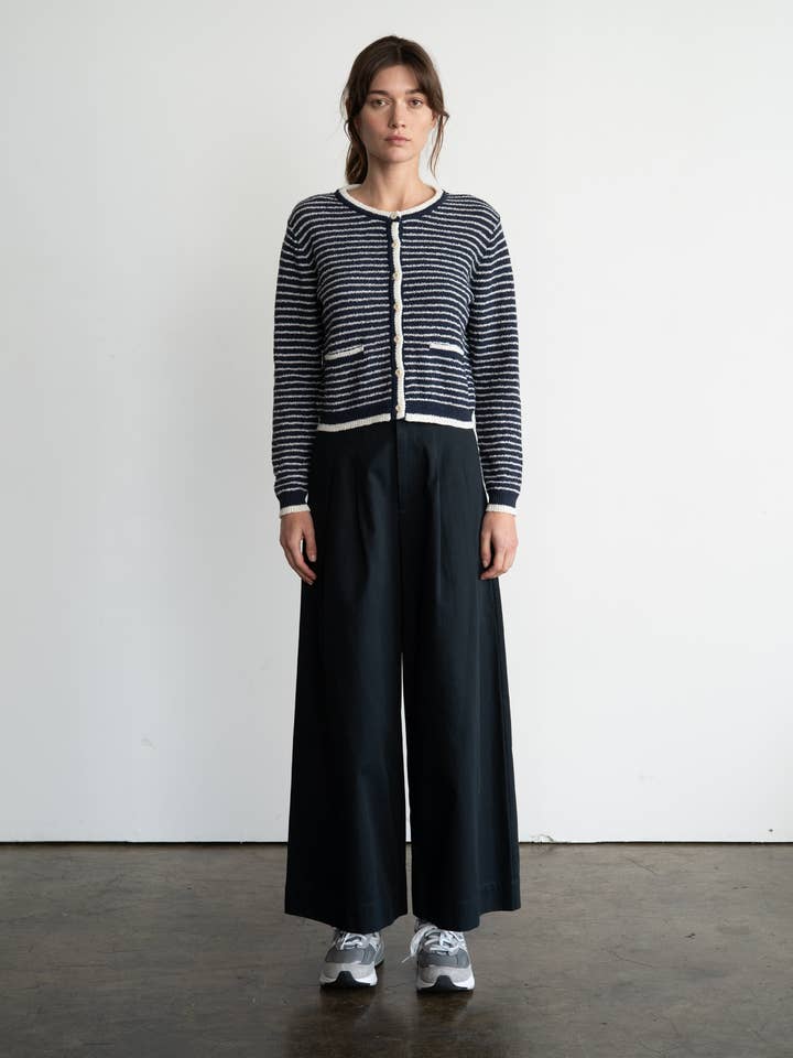 STRIPE CARDIGAN WITH BUTTON FRONT AND POCKETS for wholesale by ELLE GREY