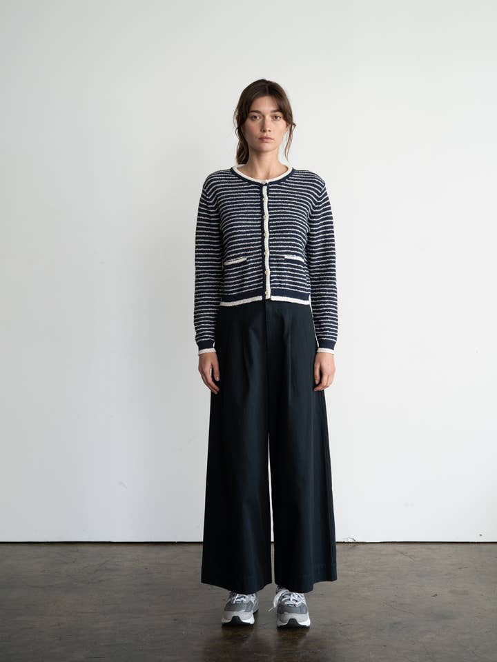 STRIPE CARDIGAN WITH BUTTON FRONT AND POCKETS for wholesale by ELLE GREY