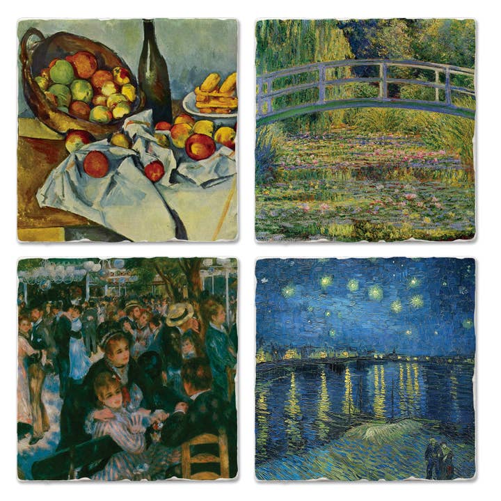 Fine Art "Impressionists" 4pk Asst. Stone Coasters for wholesale by CounterArt/Highland Home/Thirstystone