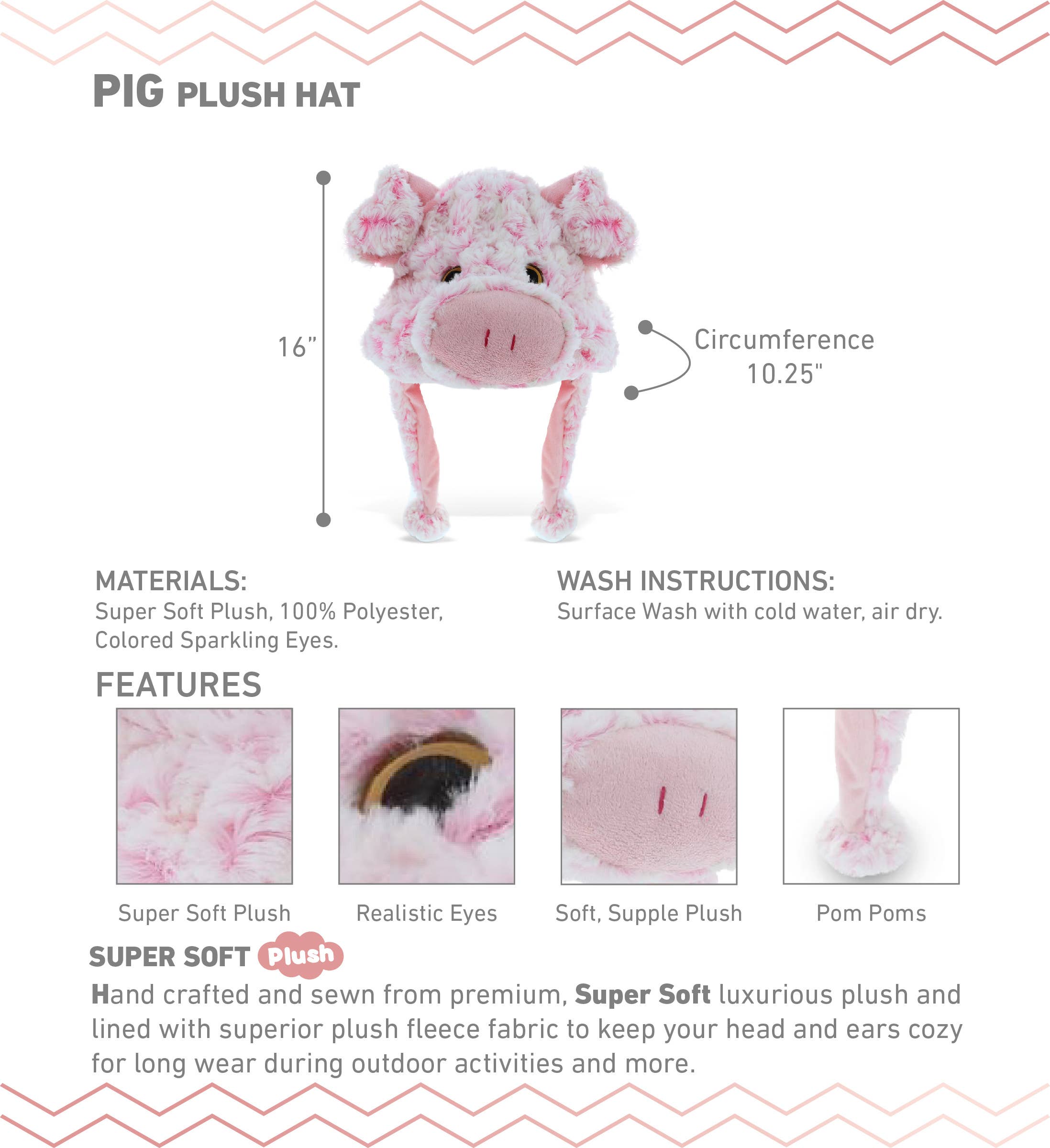 Cota Global - Wholesale Kids Hat - Kids - Super Soft Plush Hat - Pig1