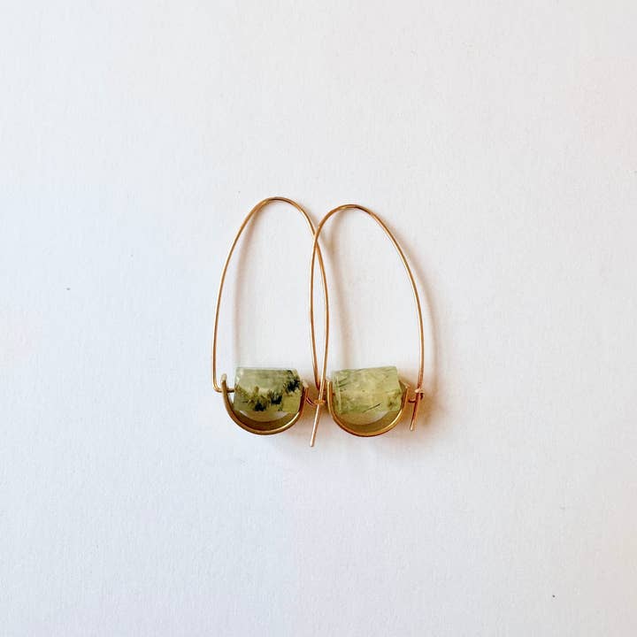 Found & Feral - Wholesale Dangle Earrings - Belen Minimalist Earring - Prehnite