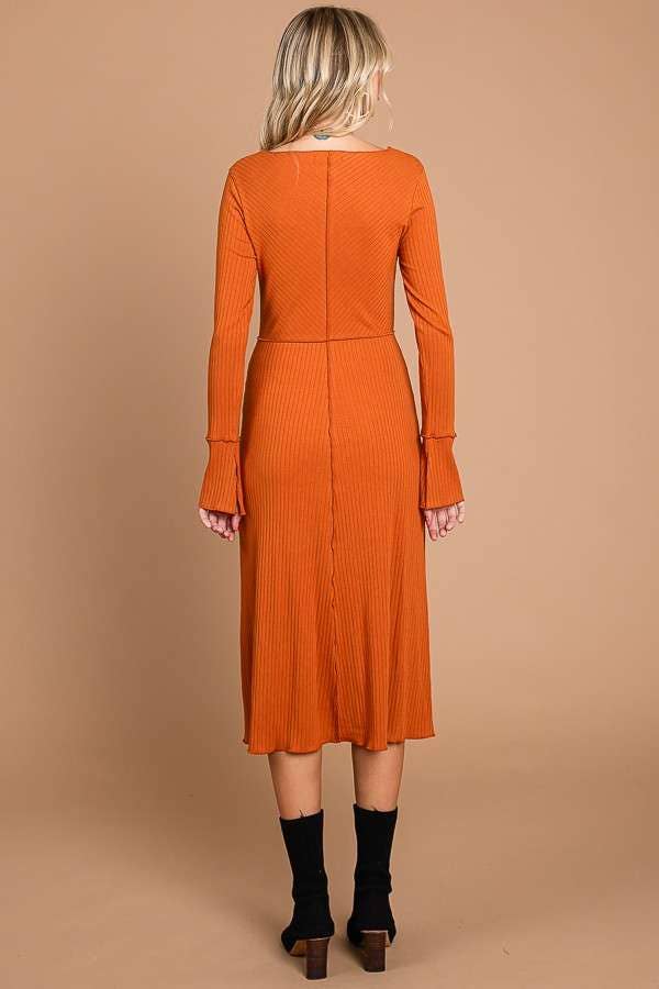 Culture Code - Wholesale Dress - Women's - CRD1798L - CHEVRON UPPER BODY FLARE LSLV MIDI DRESS7