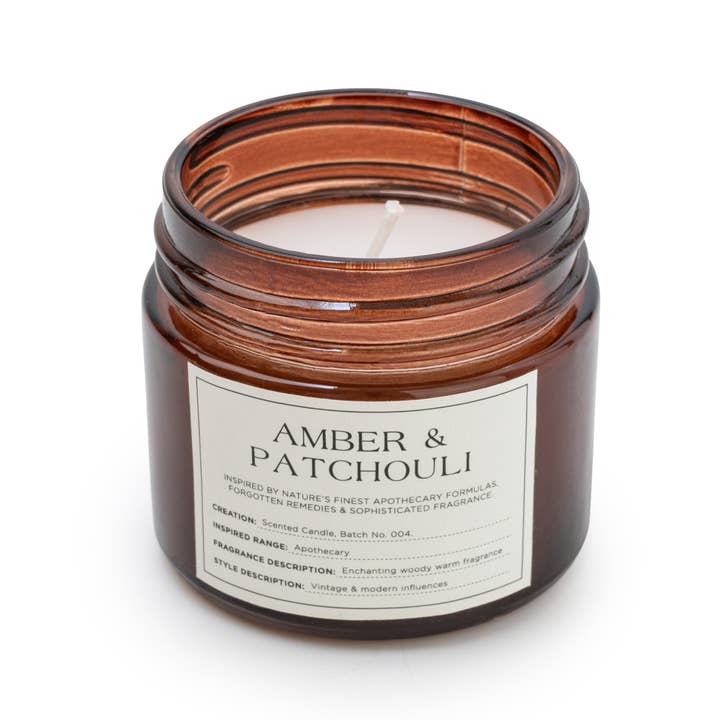 Candlelight Products Ltd – wholesale Jar/filled candle – Small Glass Jar with Metal Lid Amber & Patchouli 6PK2
