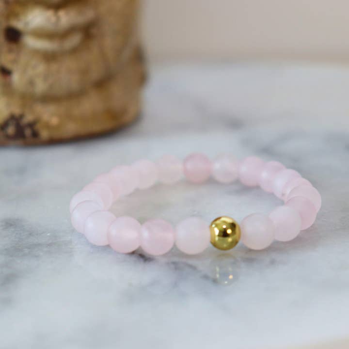Alora Boutique Inc. - Wholesale Beaded Bracelet - Matte Rose Quartz Gemstone Bracelet | Unconditional love, Self-love, and Kindness1