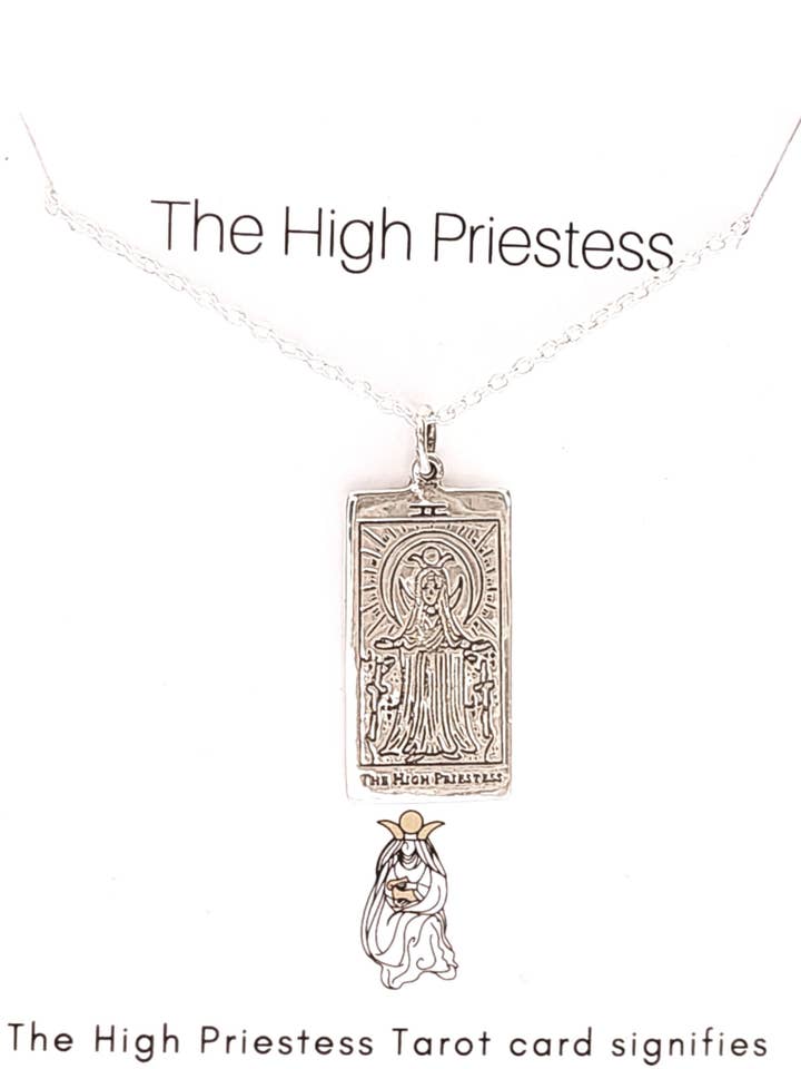 Tarot Necklace 'The High Priestess' in Sterling Silver for wholesale by Heart and Lotus Sterling Silver Jewelry