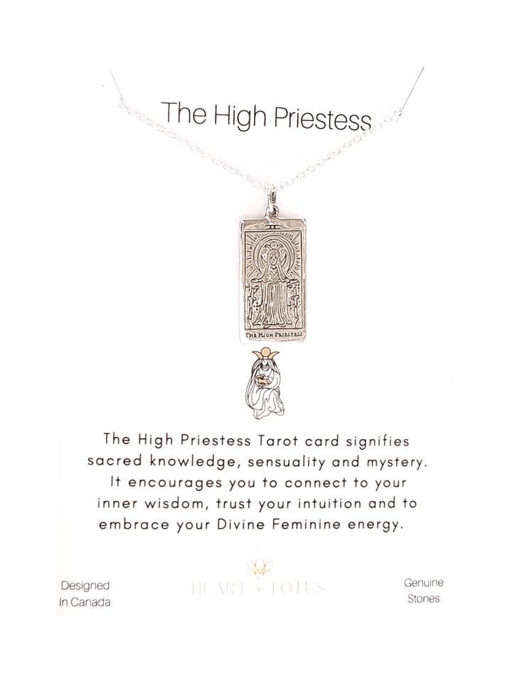 Tarot Necklace 'The High Priestess' in Sterling Silver for wholesale by Heart and Lotus Sterling Silver Jewelry