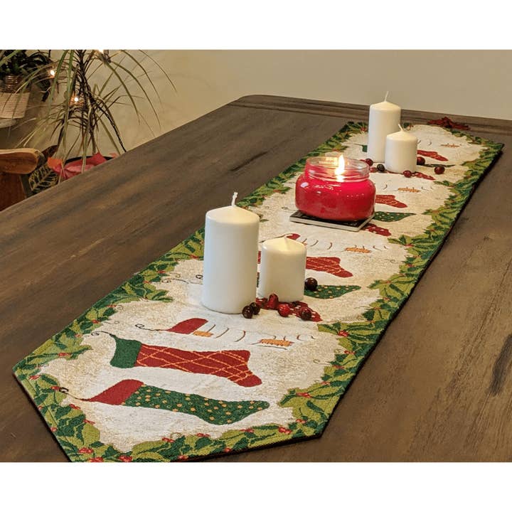 Tache Hang My Stockings By the Fireplace Table Runners (12910) for wholesale by Tache Home Fashion