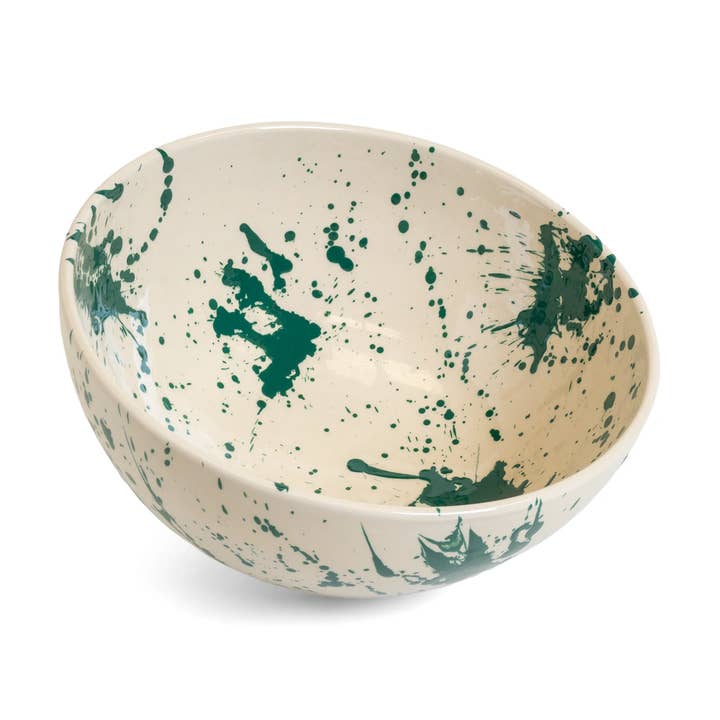 Deep Serving Bowl Green Splatter for wholesale by ABS Pottery