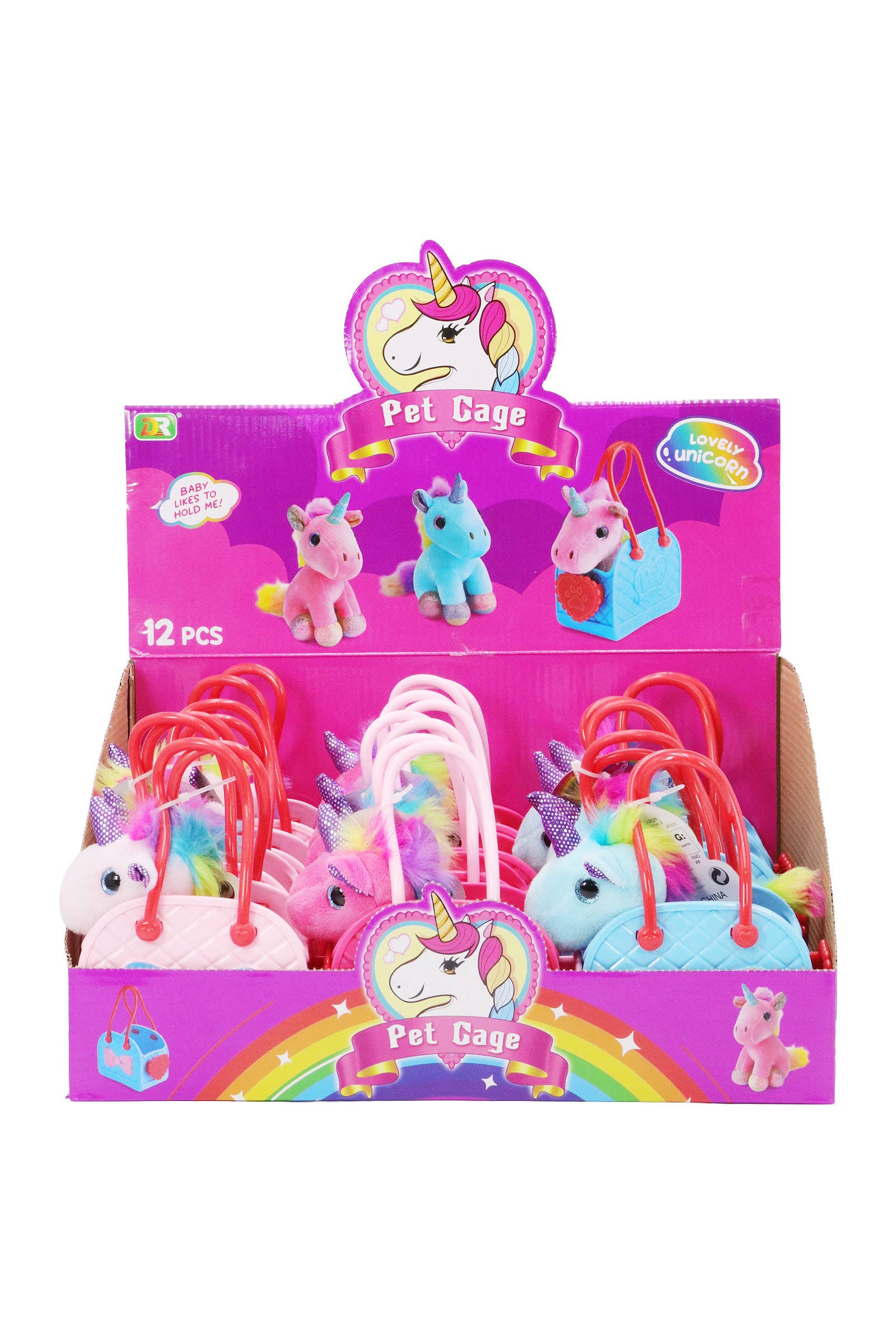 SURTIDO Bolsa de transporte con peluche de unicornio y poni - 12 unidades de venta al por mayor en Faire2