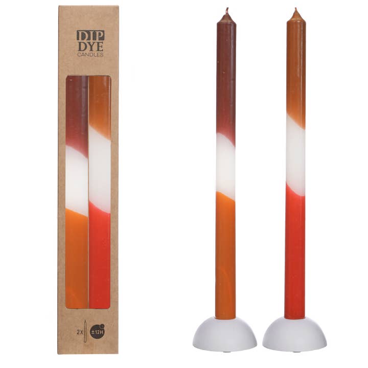 DRYdecorations – wholesale Pelarljus – Dip Dye avsmalnande ljus - brunt set 2