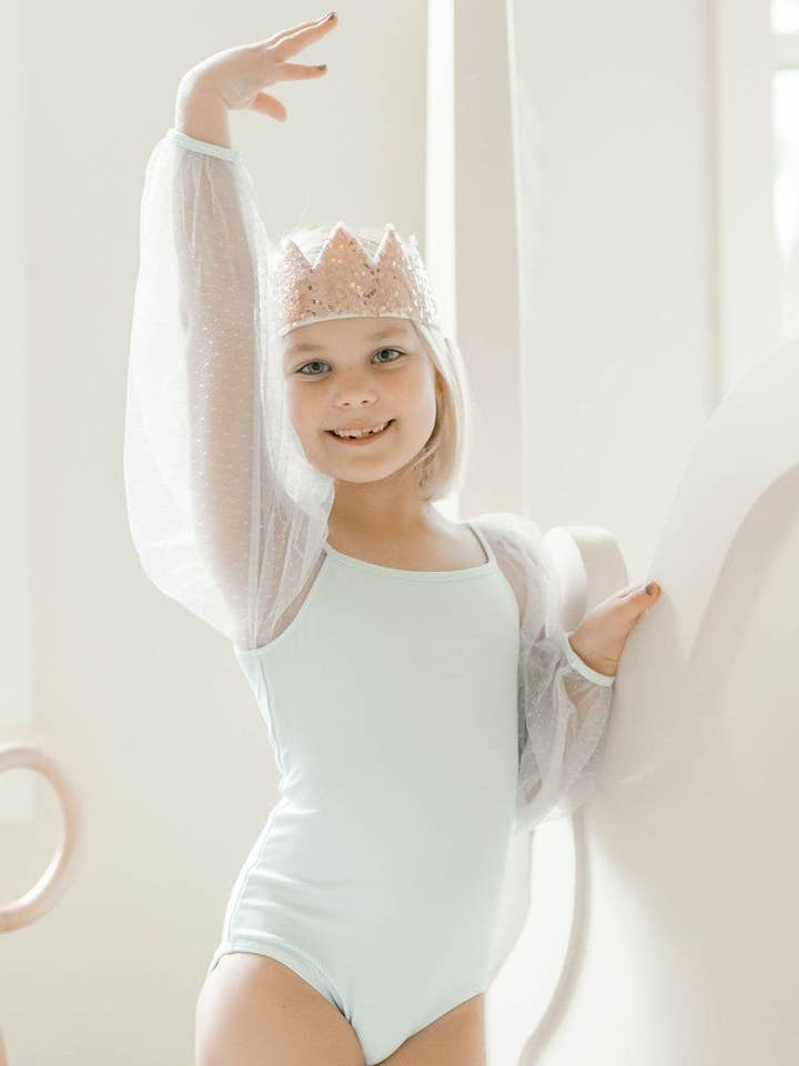 Cheeky Plum - Wholesale Leotard - Kids - Mesh Long Sleeve Leotard - Baby Blue